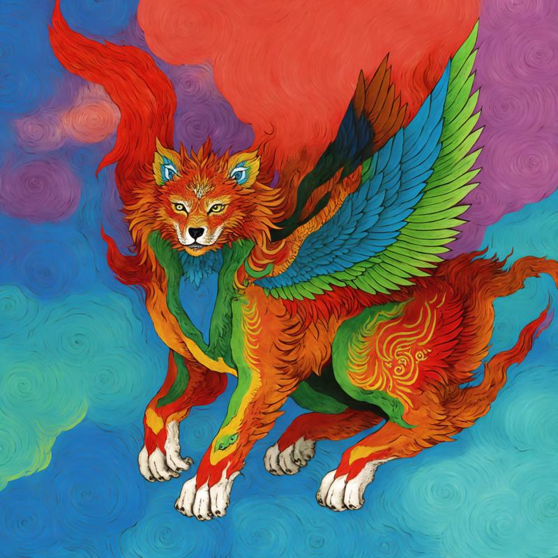 40594-169007305-Chinese mythology, a wolf with colorful wings, colorful clouds.png